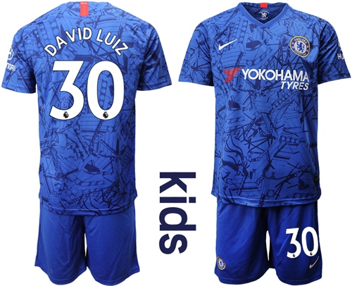 Chelsea #30 David Luiz Home Kid Soccer Club Jersey